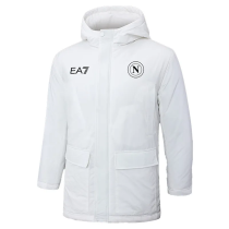 24-25 Napoli White Hooded Windbreaker Fabric Cotton Coat
