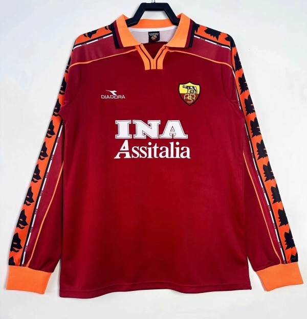 1998-1999 Roma Home Long Sleeve Retro Soccer Jersey