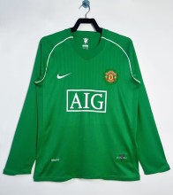 2007-2008 Man Utd Green Goalkeeper Long Sleeve Retro Soccer Jersey