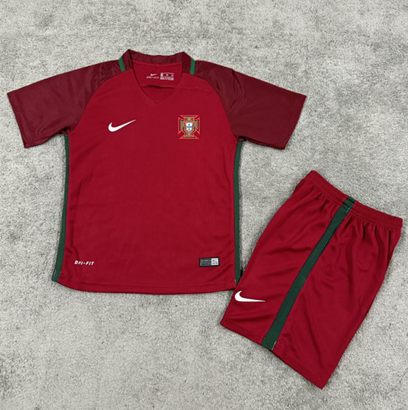 2016 Portugal Home Retro Kids Soccer Jersey