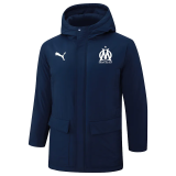 24-25 Marseille Royal Blue Hooded Windbreaker Fabric Cotton Coat (白标)