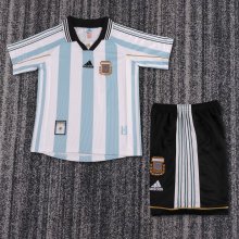 1998 Argentina Home Kids Retro Soccer Jersey