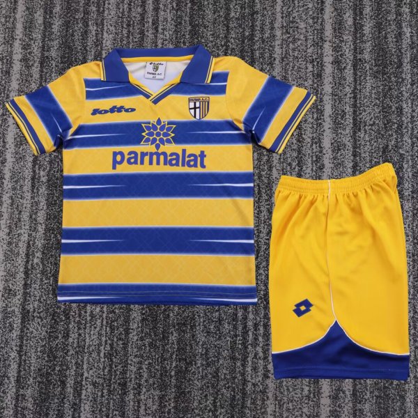 1998-1999 Parma Home Retro Kids Soccer Jersey