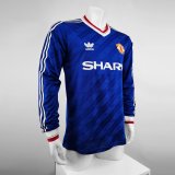 1986 Man Utd Third Blue Long sleeves Retro Soccer Jersey
