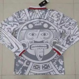 1998 Mexico Away White Long Sleeve Retro Soccer Jersey