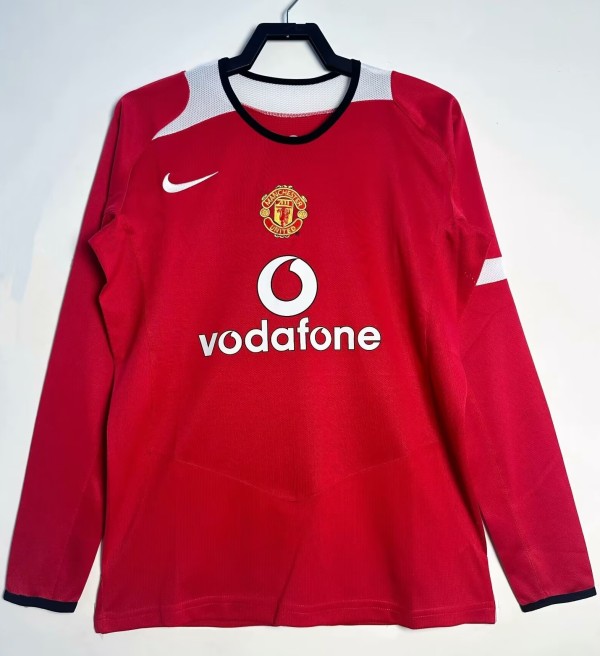 2004-2006 Man Utd Home Long Sleeve Retro Soccer Jersey