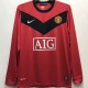 2009-2010 Man Utd Home Long Sleeve Retro Soccer Jersey