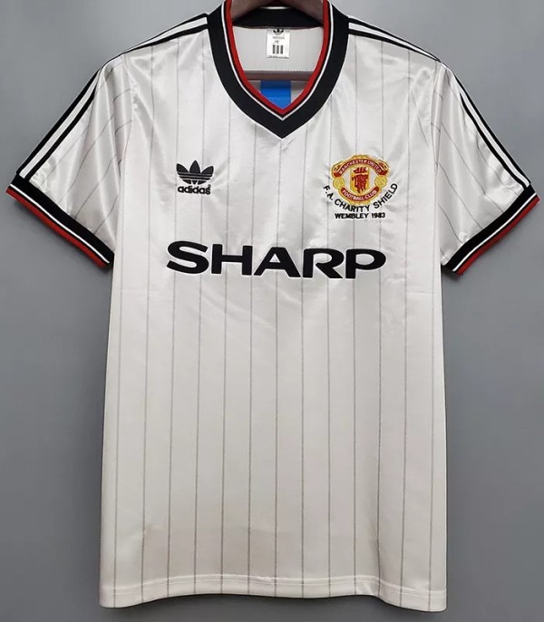 1983 Man Utd Away White Retro Soccer Jersey