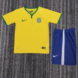 2014 Brazil Home Retro Kids Soccer Jersey