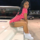 Women Sexy Hip Lifting Stripe Short Jumpsuits SXE-1734785