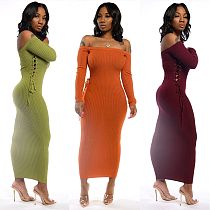Sexy Off Shoulder Full Sleeve Ankle-length Maxi Dress MDF-5109