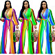 Fashion Gradient Color Deep V Wide Legs Jumpsuit MDF-5104