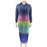 Plus Size Sexy Broken-holes Short Denim Coat OSS-19465