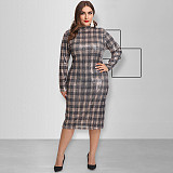 Fashion Women Long Sleeve Round Neck Skinny Plus Size Midi Sequin Dress OSS-19523