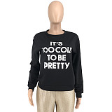 Leisure Women Full Sleeves Round Collar Letter Printed Tops OSS-004