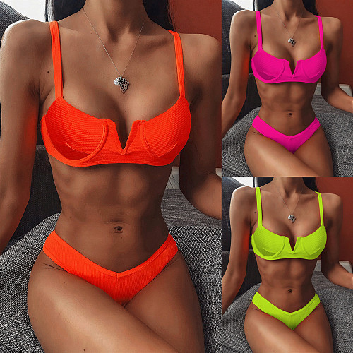V-neck Steel Ring Sexy Strap Summer Bikini XM-19218