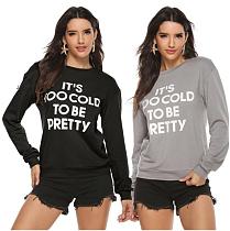 Leisure Women Full Sleeves Round Collar Letter Printed Tops OSS-004
