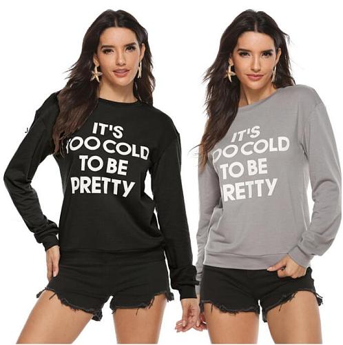 Leisure Women Full Sleeves Round Collar Letter Printed Tops OSS-004