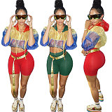Sports Hooded Transparent Jacket Shorts Suits SH-3425