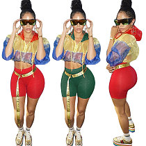 Sports Hooded Transparent Jacket Shorts Suits SH-3425