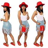 Fashion Tassels Denim Women Straight Shorts SH-3553