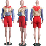 Sports Hooded Transparent Jacket Shorts Suits SH-3425