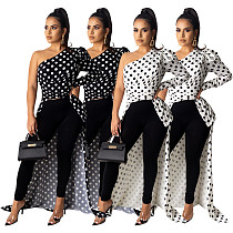 Sexy Single Sleeve Dots Irregular Tops SHD-9199