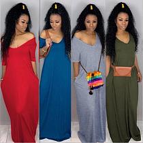 Solid Color Loose Floor-length Long Dress SFY-003