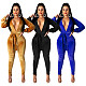 Sexy Deep V Velvet Skinny Jumpsuit (with Belt) SHD-9192