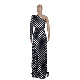 Sexy Single Sleeve Dots Irregular Tops SHD-9199