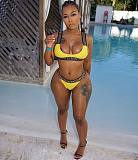 Sexy Printing Push Up High Waist Bikinis LSL-6164
