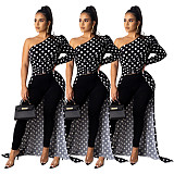 Sexy Single Sleeve Dots Irregular Tops SHD-9199