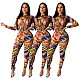 Stylish Printed Bodysuits with Skinny Pants 2 Pieces Set SHD-9209