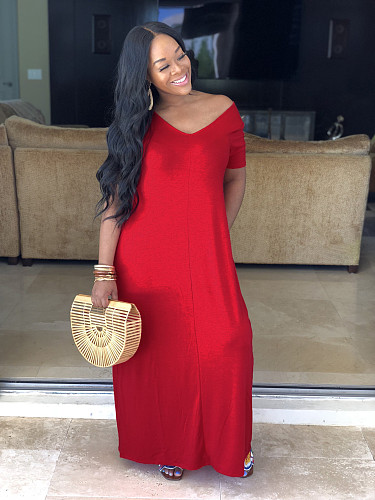 Solid Color Loose Floor-length Long Dress SFY-003