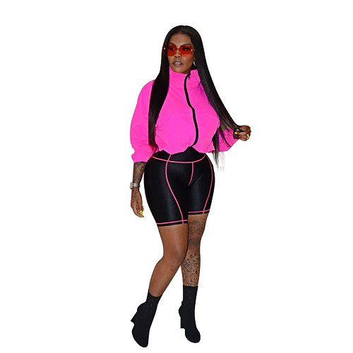 Fashion Patchwork Sport Shorts 2 Pieces Set YF-9394