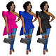 Solid Color Single Shoulder Flounced Irregular Tops TE-3976