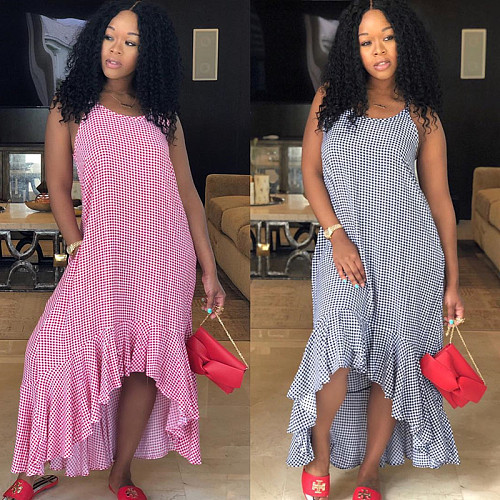 Leisure Straps Loose Flounced Maxi Dress LP-679
