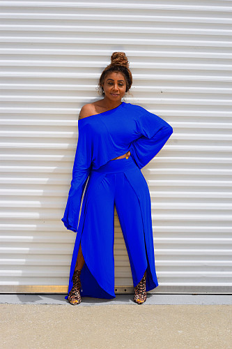 Solid Color Irregular Loose Two Pieces Sets NK-8524