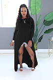 Casual Solid Color Round Neck Long Tail Maxi Dress NK-8480