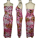 Stylish Leopard Printed Straps Skinny Maxi Dress TE-3812