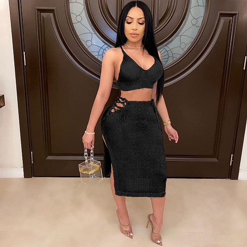 Sexy Push Up Skinny Long Skirt Sweater Two Pieces Set MDF-5116