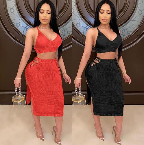 Sexy Push Up Skinny Long Skirt Sweater Two Pieces Set MDF-5116