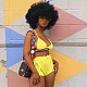 Yellow Cross Back Elastic Band Shorts Bikini Set JH-032