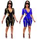 Sexy Hollow Out Stripe Hoodies Skinny Rompers MDF-5117