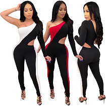 Sexy Hollow Out Single Sleeve Patchwork Jumpsuit SHD-9218