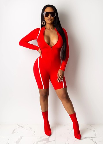 Leisure Women Full Sleeves Zipper Tight Rompers WY-6656