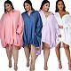 Solid Color Full Sleeves Loose Midi Blouse Dress SFY-002