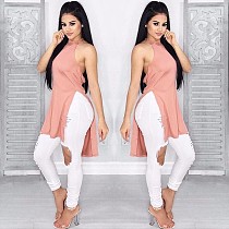 Sexy Backless Sleeveless Slits Irregular Mini Dress BN-9006