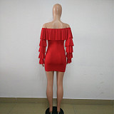 Sexy Off Shoulder Ruffles Package Hips Nightclub Mini Dress BN-9047