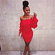 Sexy Off Shoulder Ruffles Package Hips Nightclub Mini Dress BN-9047